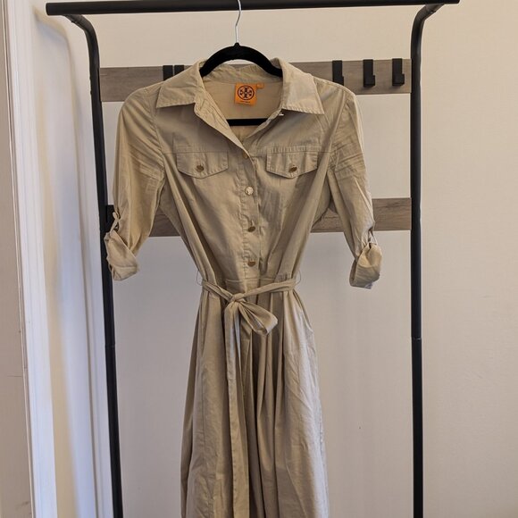 Tory Burch Safari Dress — Flattering Dress w/ Flared Skirt + Gold Buttons - Picture 1 of 4